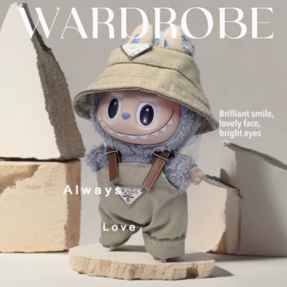 Vestitino Completo Per Labubu Cappellino Beige Prada