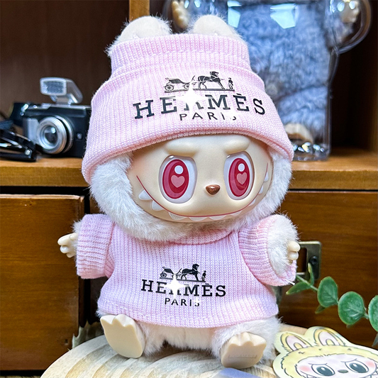 Vestitino Completo Per Labubu Cappellino Rosa Hermes