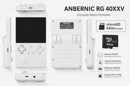 ANBERNIC RG40XX V 64GB console retro portatile bianca con display IPS 4 pollici