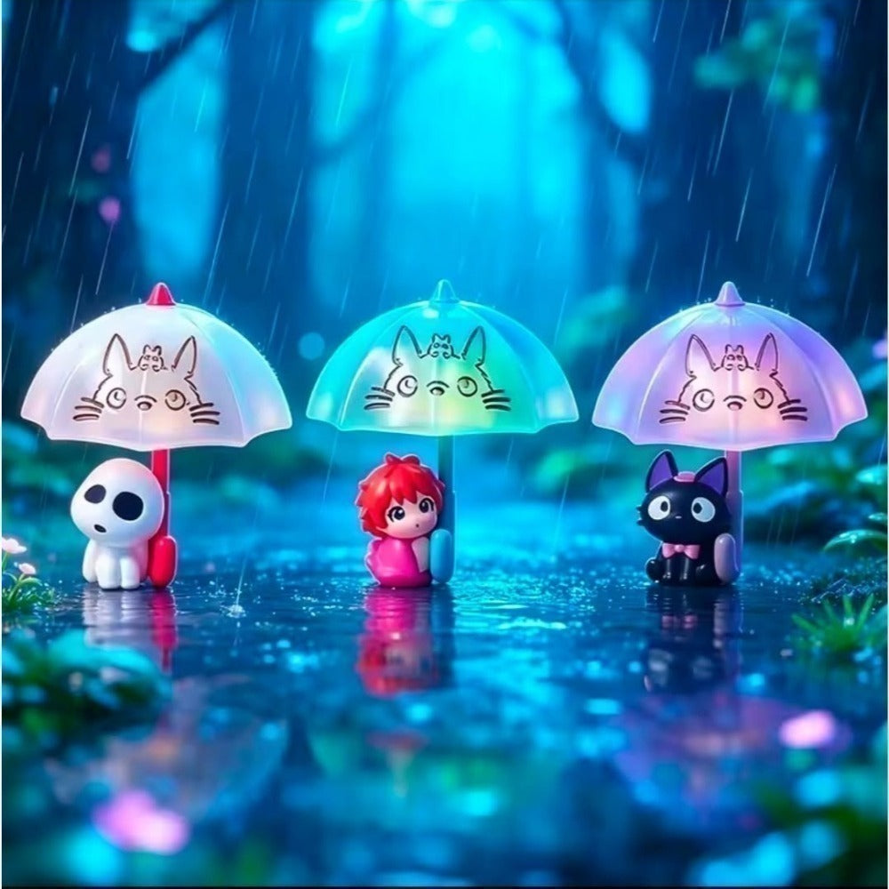Gentle Rain in the Night – dettagli della serie di figure con ombrello