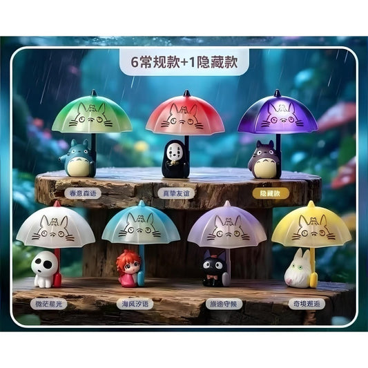 Gentle Rain in the Night – mini figure luminose con ombrello, collezione blind box